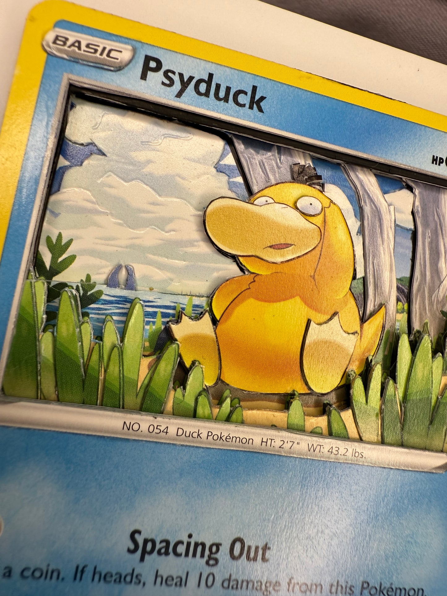 Handmade 3D Psyduck Trading Card, Altered Trading Card for Nostalgic Gift, Gift for Pokémon Lovers