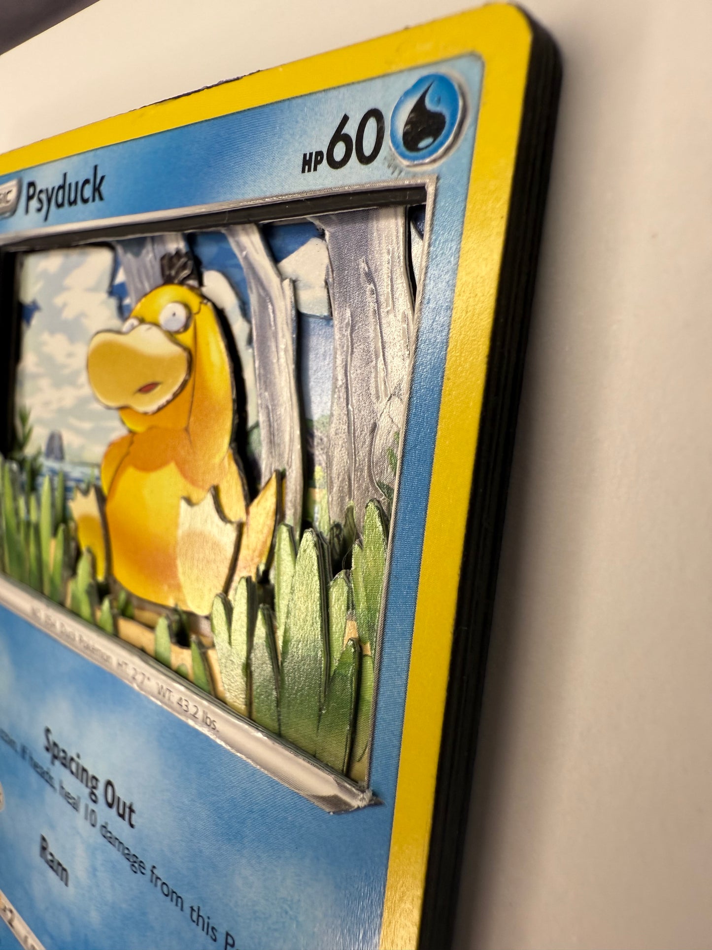 Handmade 3D Psyduck Trading Card, Altered Trading Card for Nostalgic Gift, Gift for Pokémon Lovers