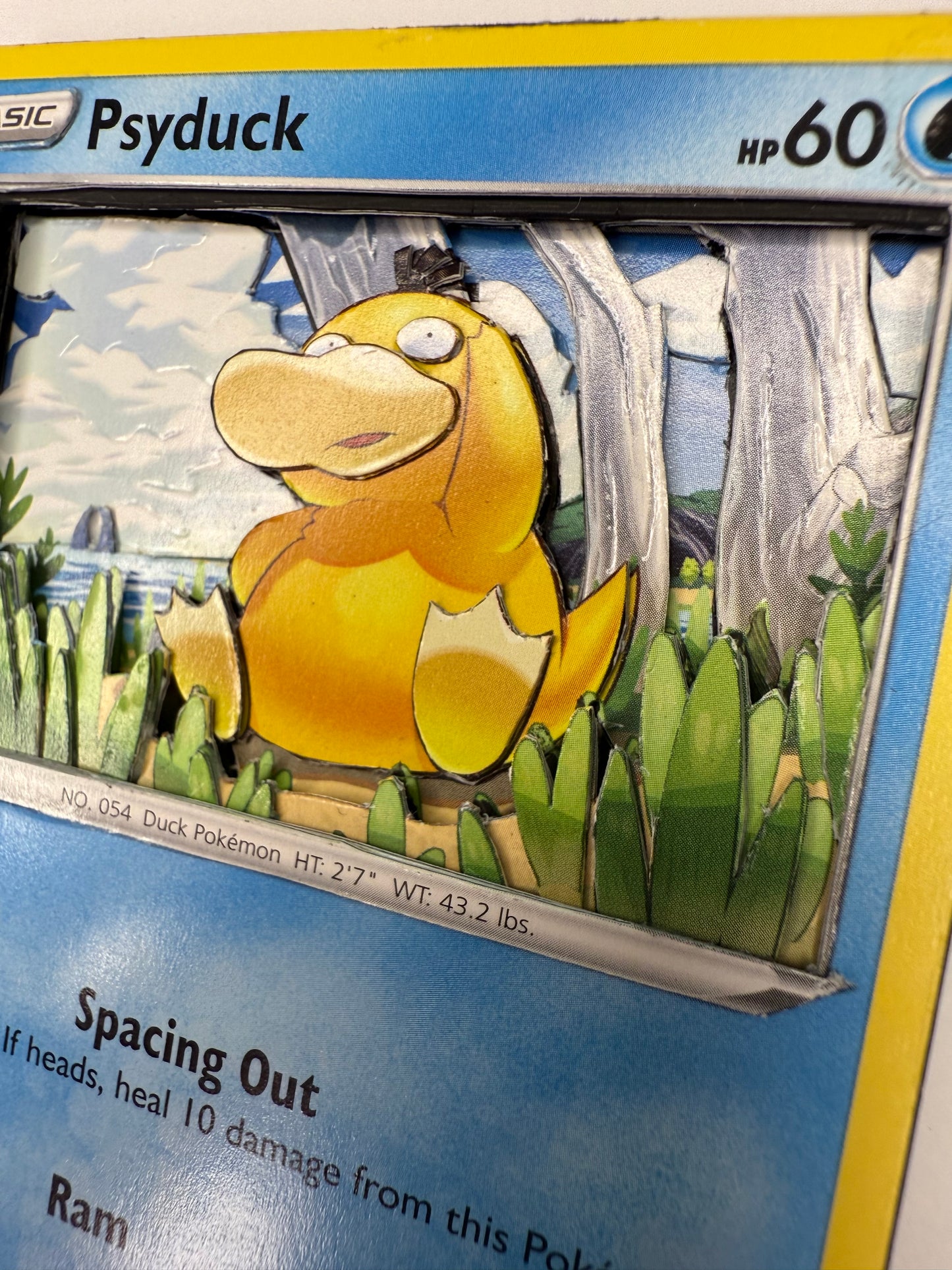 Handmade 3D Psyduck Trading Card, Altered Trading Card for Nostalgic Gift, Gift for Pokémon Lovers