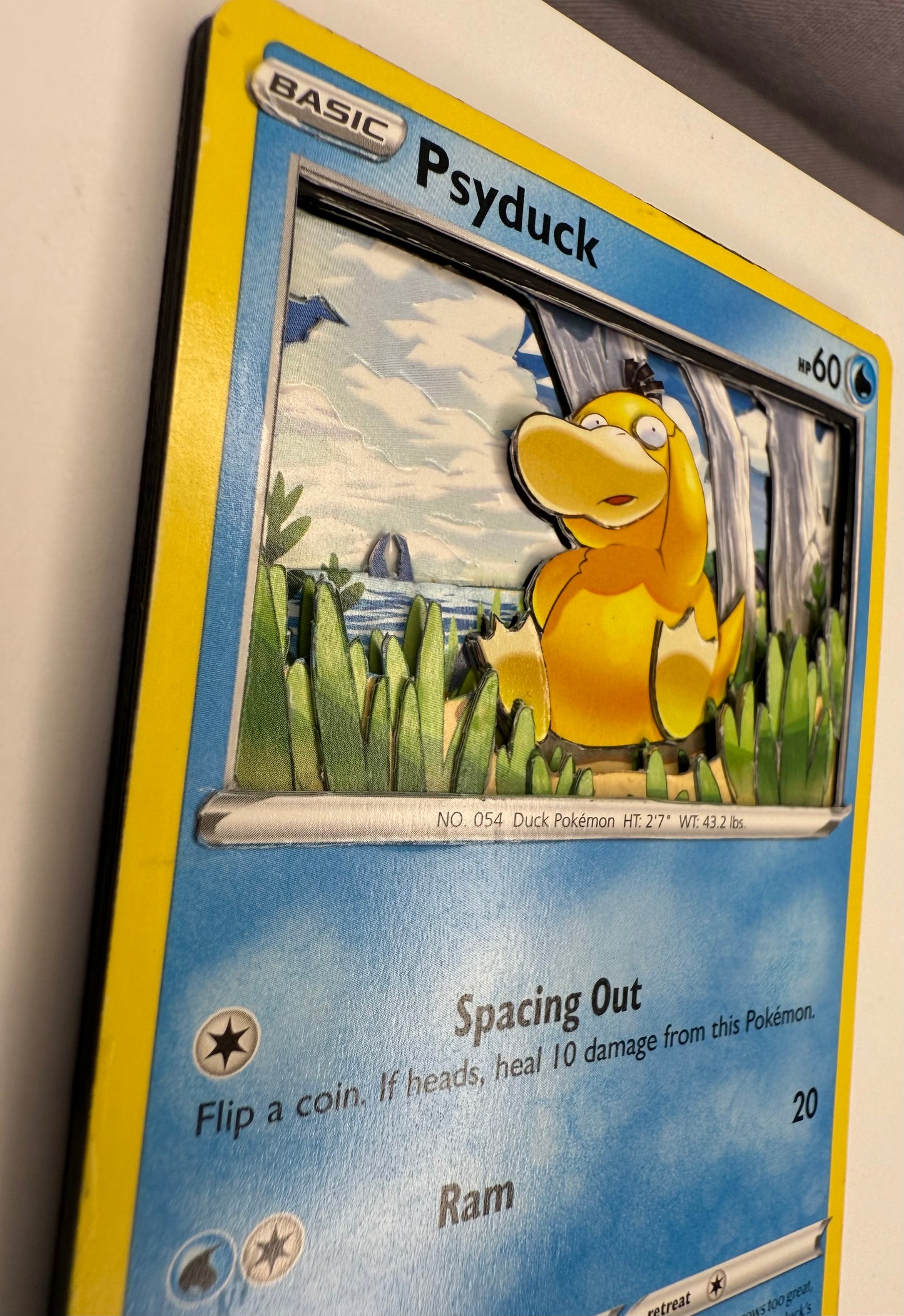 Handmade 3D Psyduck Trading Card, Altered Trading Card for Nostalgic Gift, Gift for Pokémon Lovers