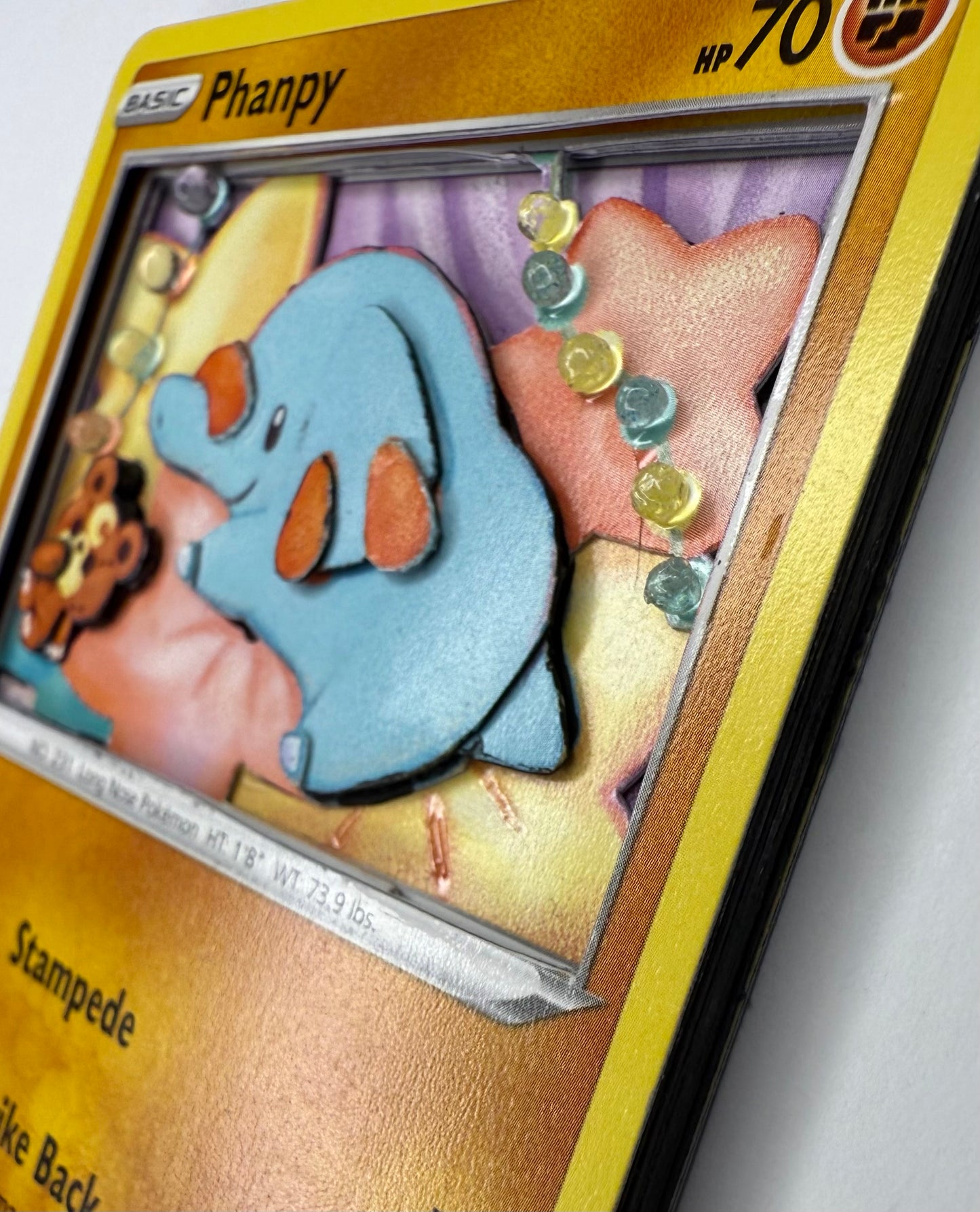 Handmade 3D Phanpy Trading Card, Altered Trading Card for Nostalgic Gift, Gift for Pokémon Lovers