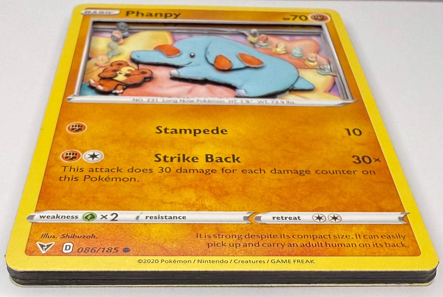 Handmade 3D Phanpy Trading Card, Altered Trading Card for Nostalgic Gift, Gift for Pokémon Lovers