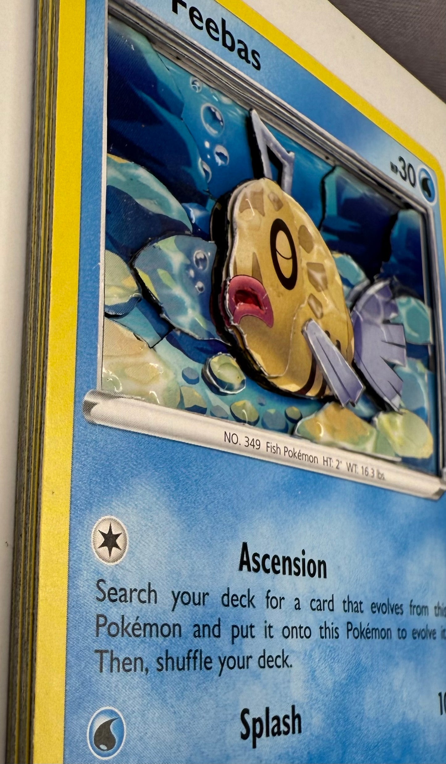 Handmade 3D Feebas Trading Card, Altered Trading Card for Nostalgic Gift, Gift for Pokémon Lovers