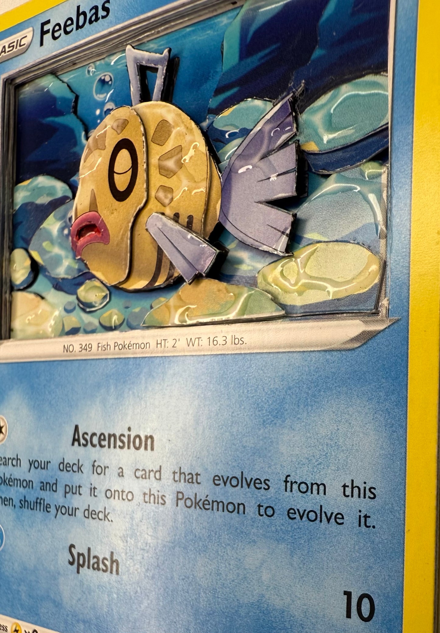 Handmade 3D Feebas Trading Card, Altered Trading Card for Nostalgic Gift, Gift for Pokémon Lovers