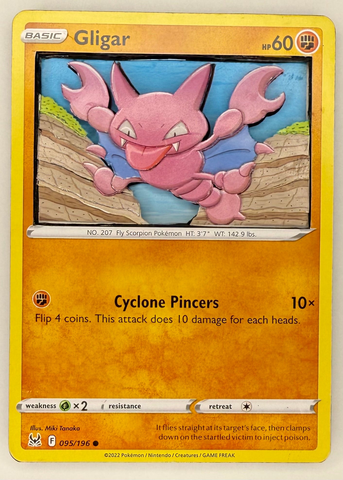 Handmade 3D Gligar Trading Card, Altered Trading Card for Nostalgic Gift, Gift for Pokémon Lovers