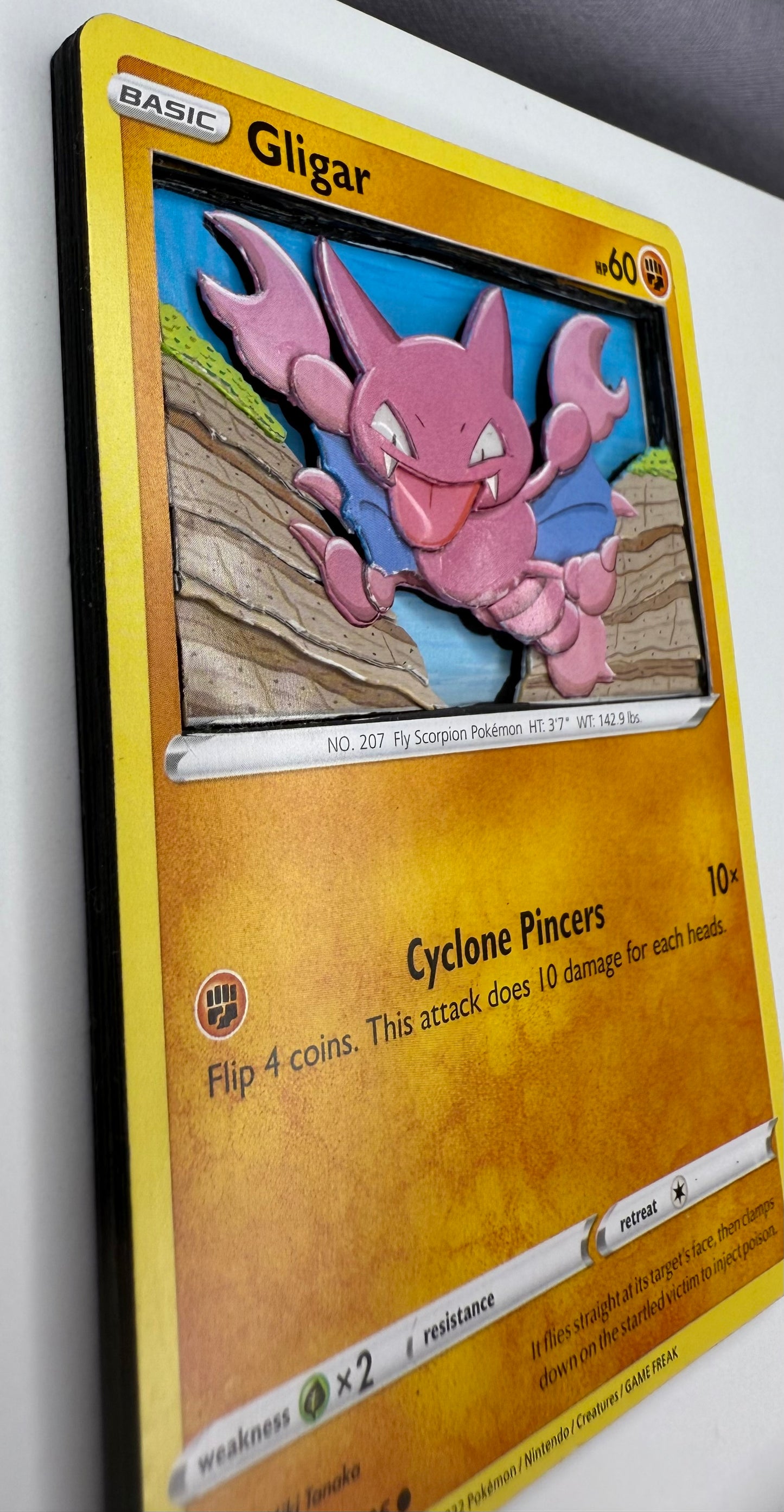 Handmade 3D Gligar Trading Card, Altered Trading Card for Nostalgic Gift, Gift for Pokémon Lovers