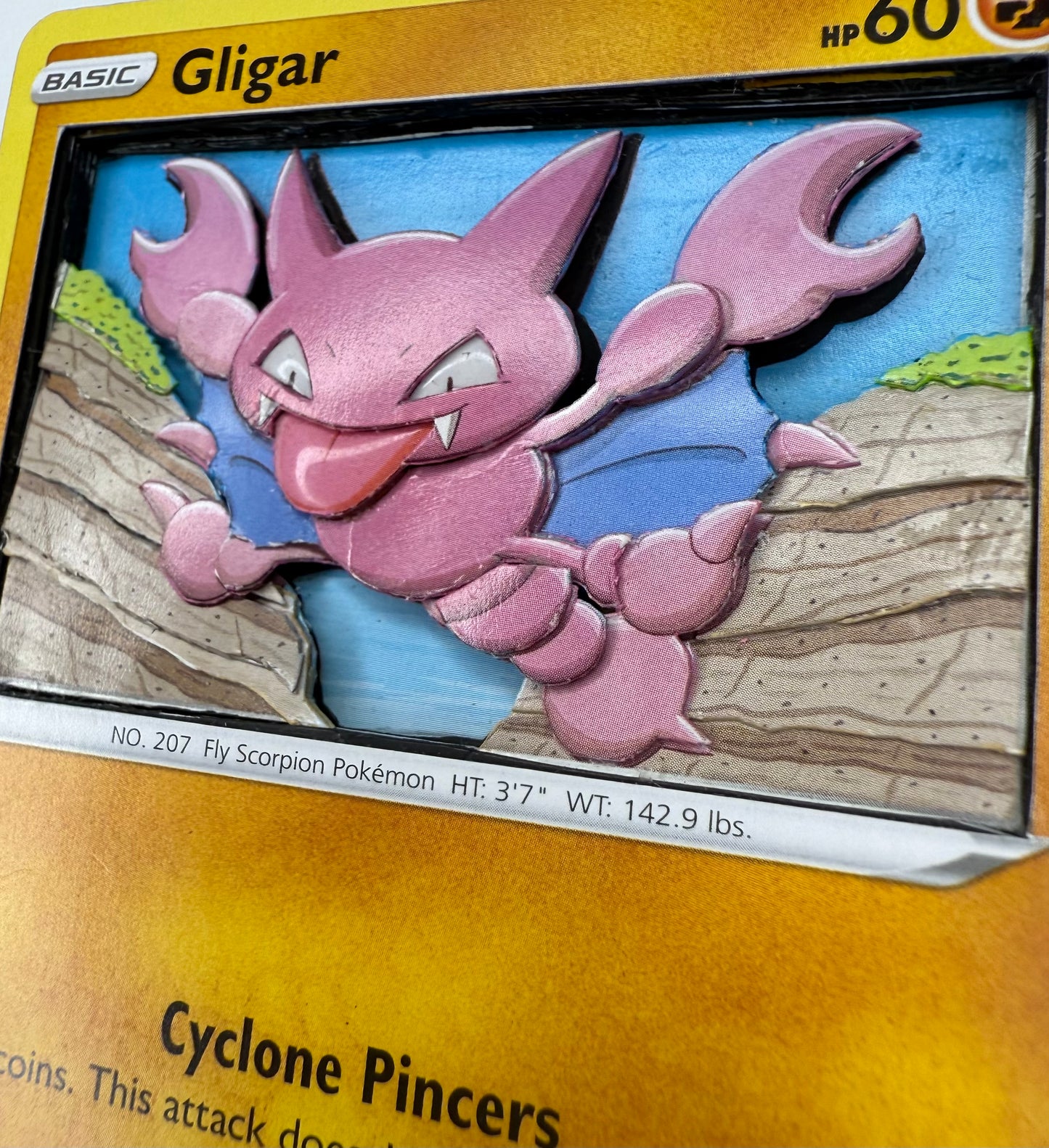 Handmade 3D Gligar Trading Card, Altered Trading Card for Nostalgic Gift, Gift for Pokémon Lovers