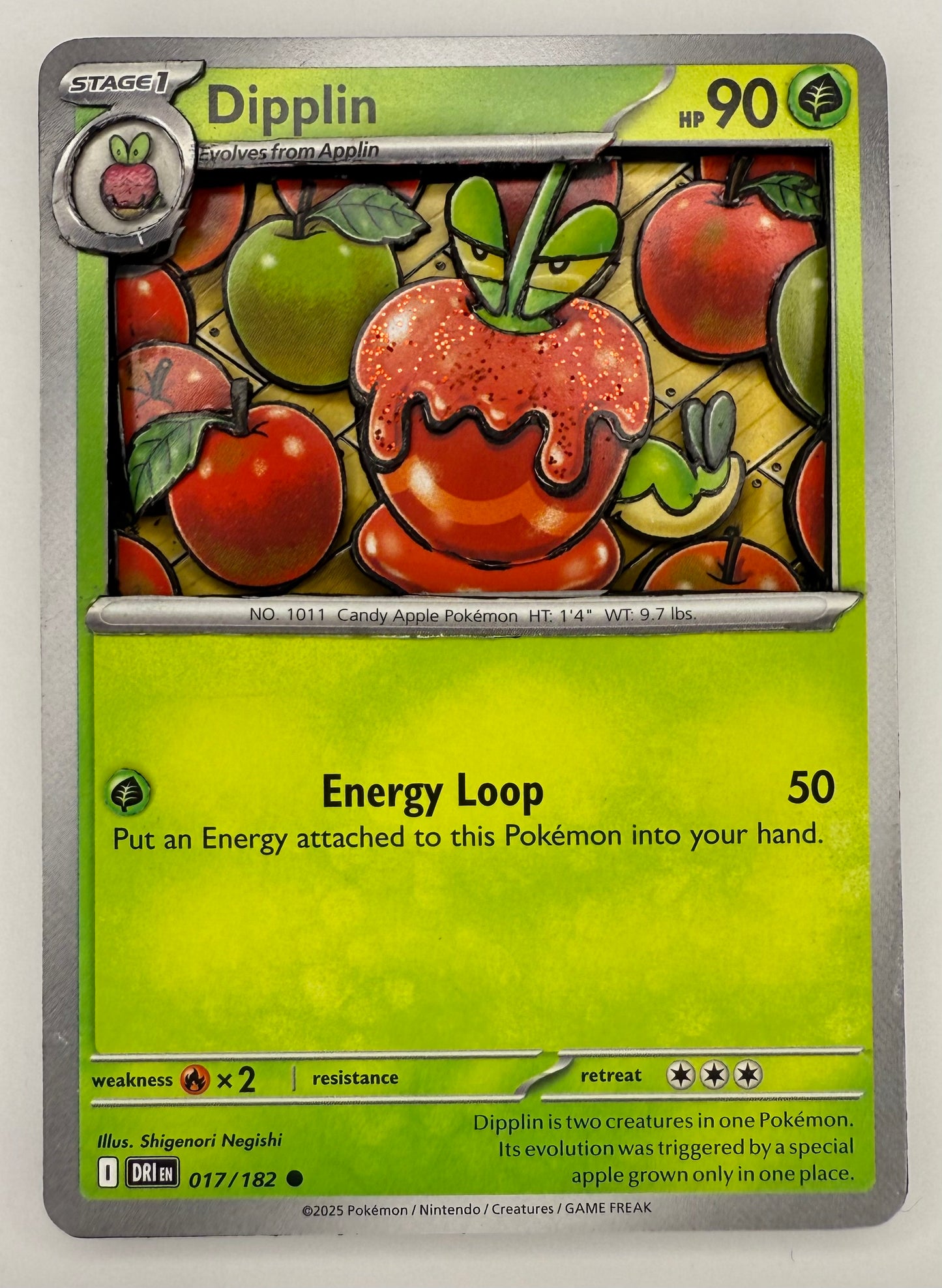 Handmade 3D Dipplin Trading Card, Altered Trading Card for Nostalgic Gift, Gift for Pokémon Lovers