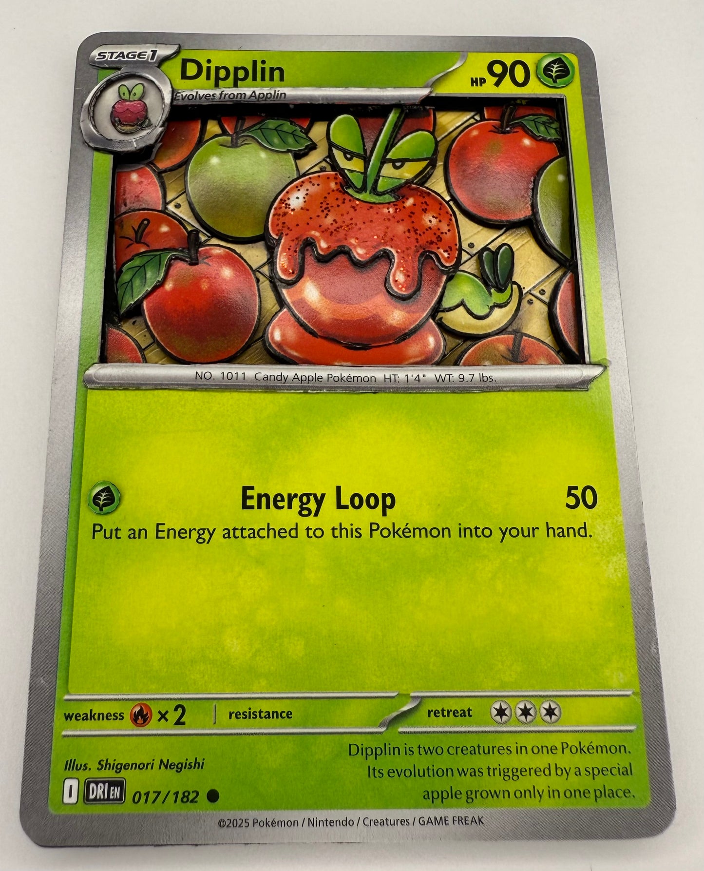 Handmade 3D Dipplin Trading Card, Altered Trading Card for Nostalgic Gift, Gift for Pokémon Lovers