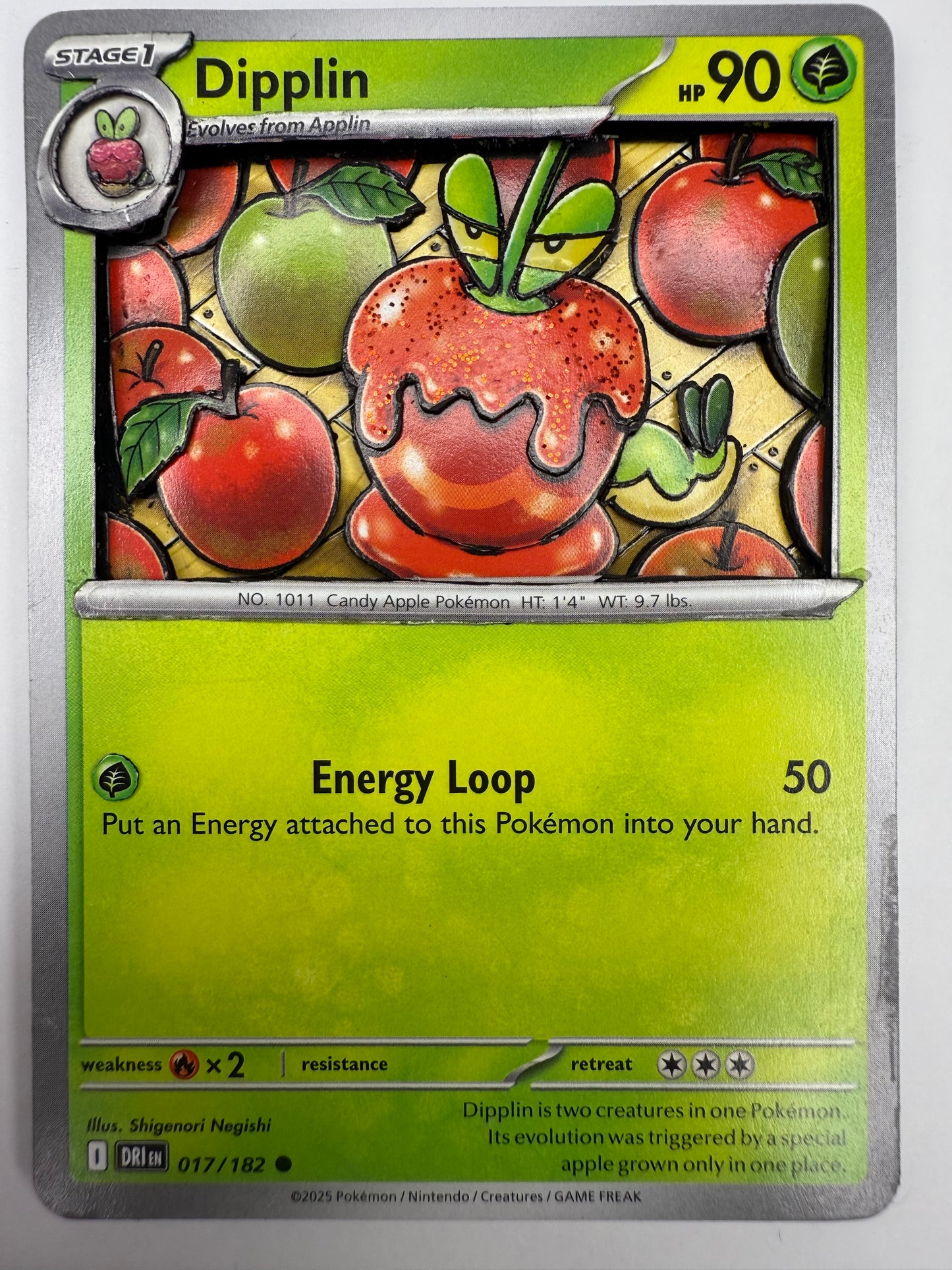 Handmade 3D Dipplin Trading Card, Altered Trading Card for Nostalgic Gift, Gift for Pokémon Lovers