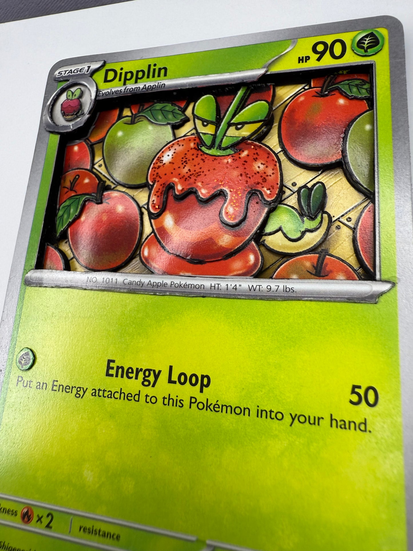 Handmade 3D Dipplin Trading Card, Altered Trading Card for Nostalgic Gift, Gift for Pokémon Lovers