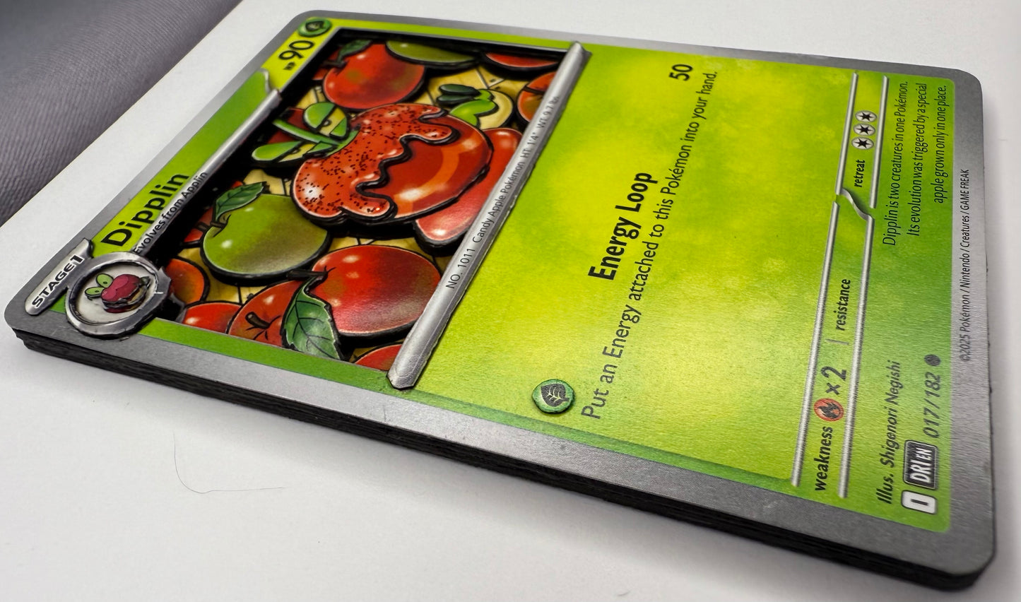 Handmade 3D Dipplin Trading Card, Altered Trading Card for Nostalgic Gift, Gift for Pokémon Lovers