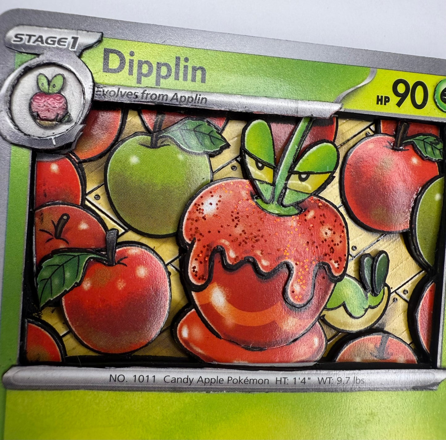 Handmade 3D Dipplin Trading Card, Altered Trading Card for Nostalgic Gift, Gift for Pokémon Lovers