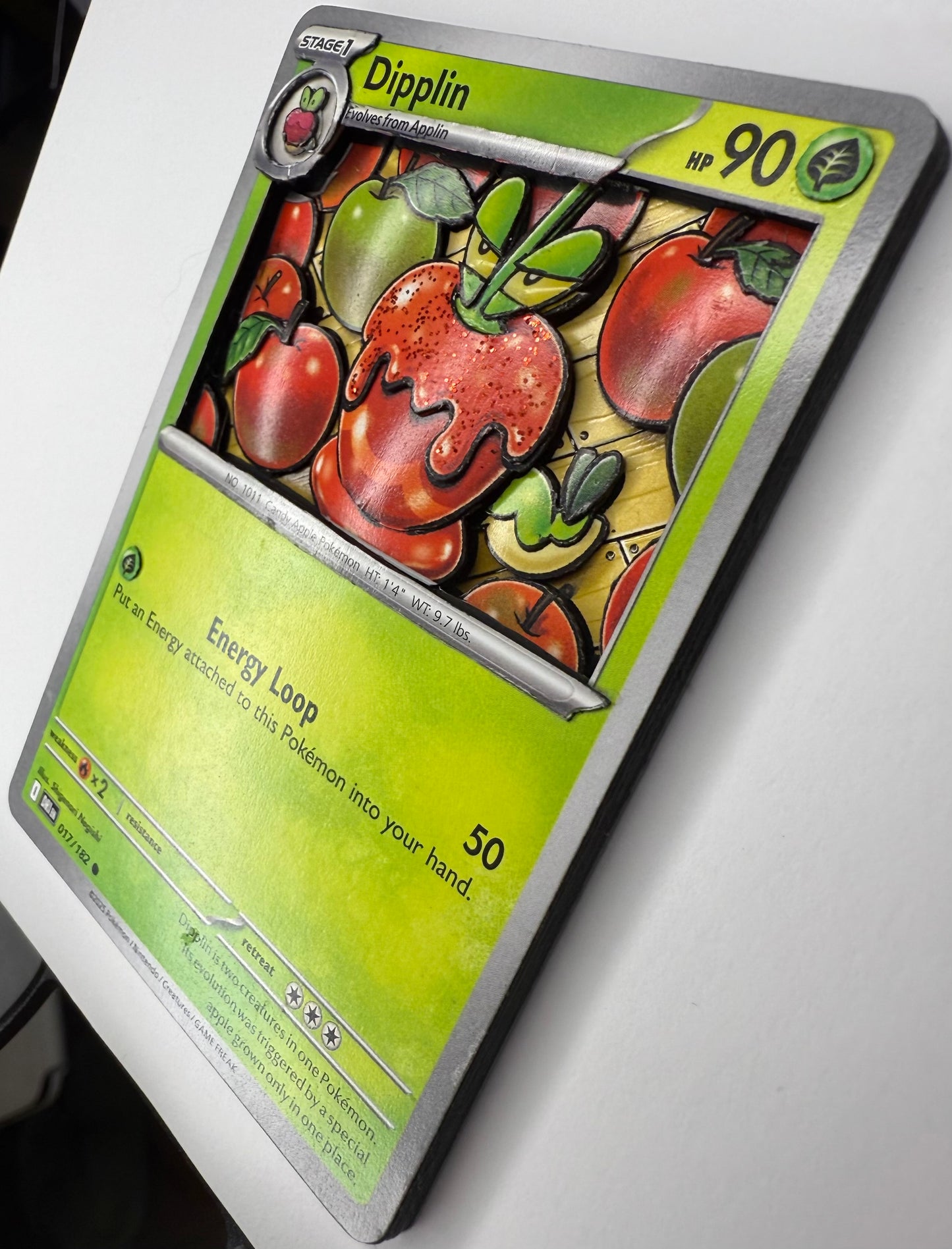 Handmade 3D Dipplin Trading Card, Altered Trading Card for Nostalgic Gift, Gift for Pokémon Lovers