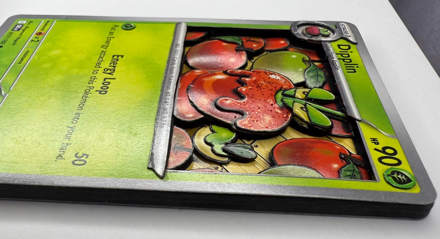 Handmade 3D Dipplin Trading Card, Altered Trading Card for Nostalgic Gift, Gift for Pokémon Lovers