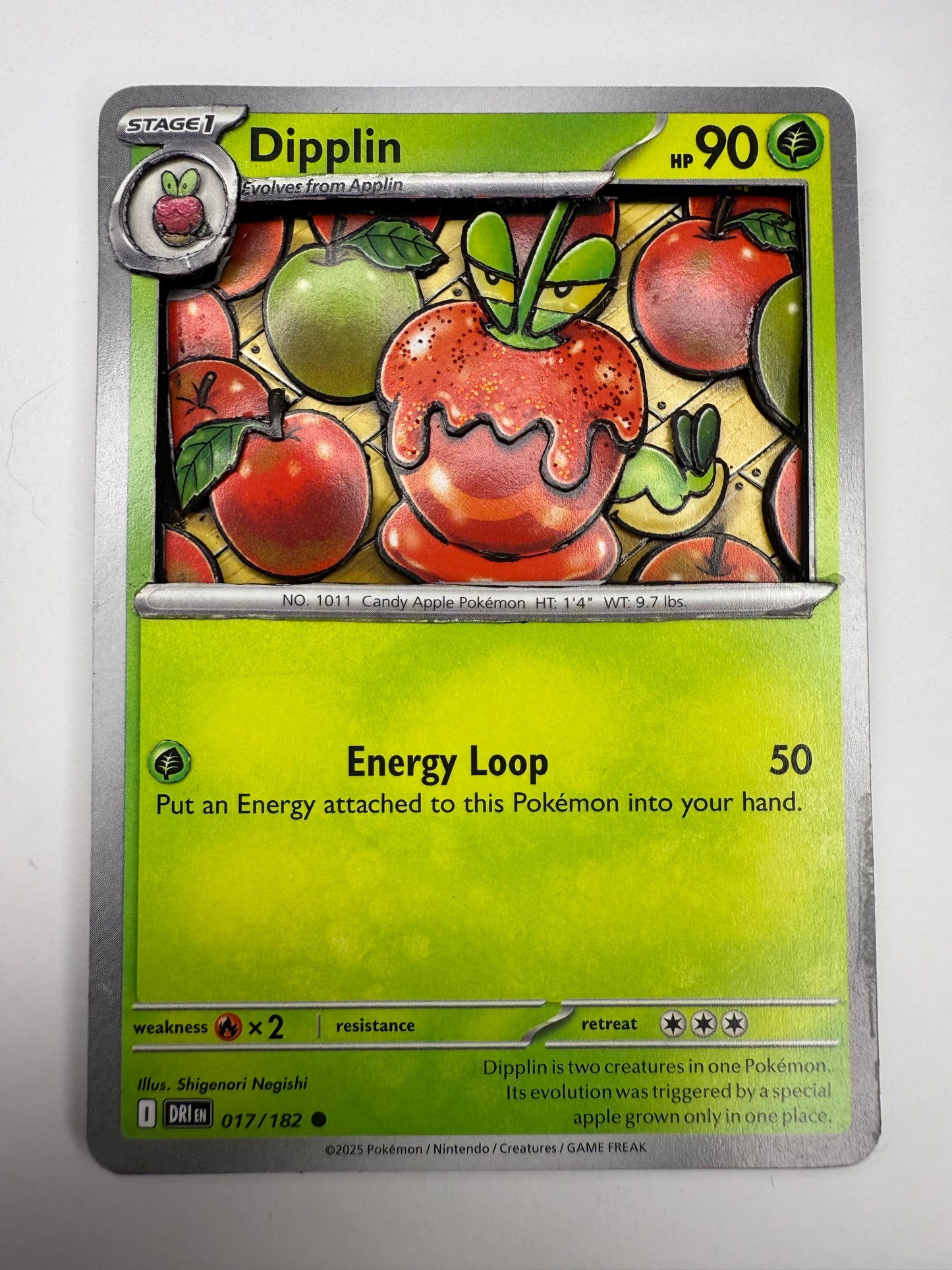 Handmade 3D Dipplin Trading Card, Altered Trading Card for Nostalgic Gift, Gift for Pokémon Lovers