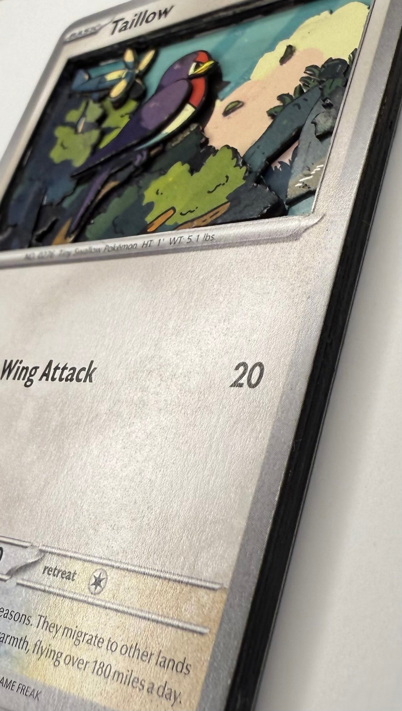 Handmade 3D Taillow Trading Card, Altered Trading Card for Nostalgic Gift, Gift for Pokémon Lovers