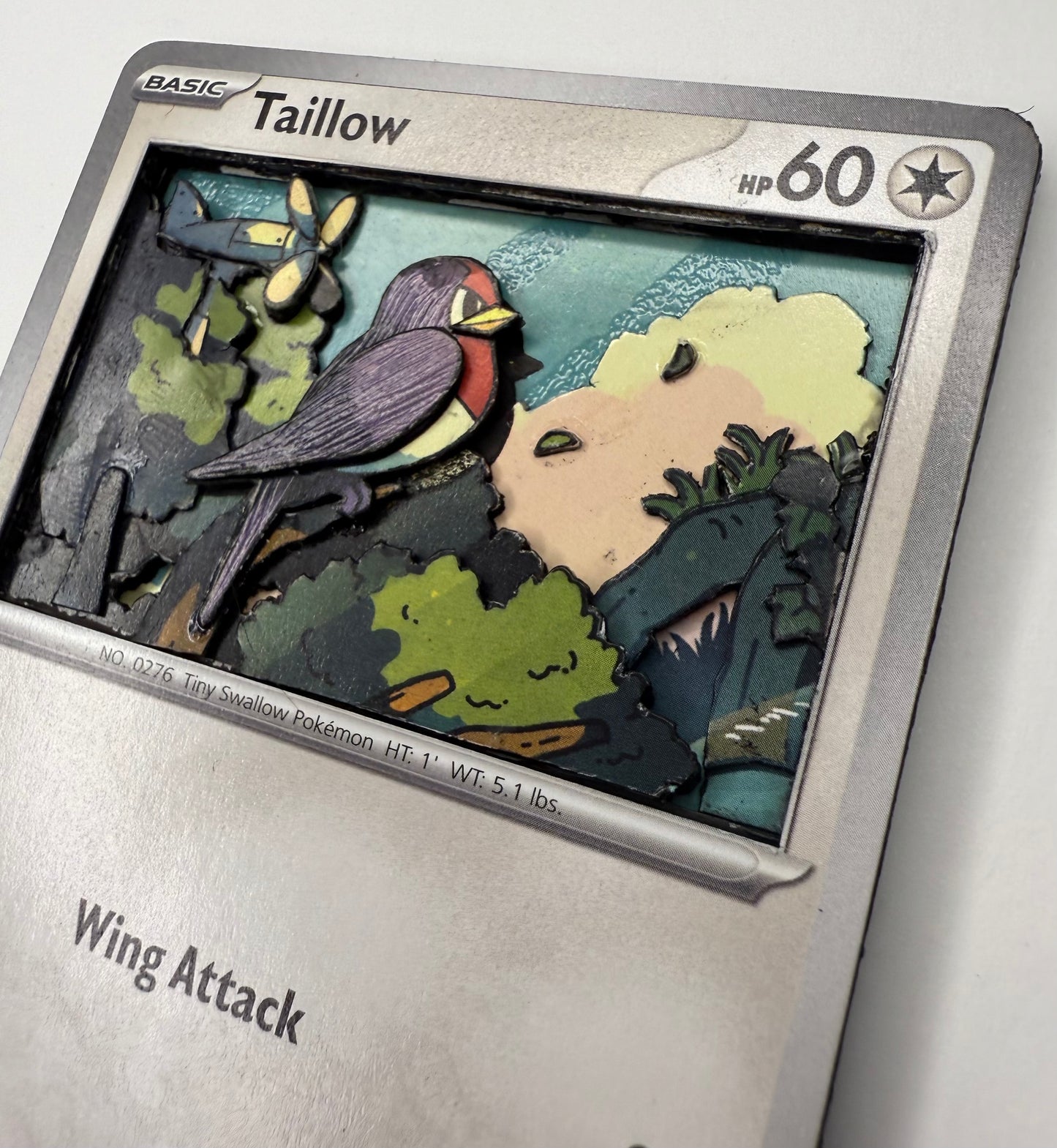 Handmade 3D Taillow Trading Card, Altered Trading Card for Nostalgic Gift, Gift for Pokémon Lovers