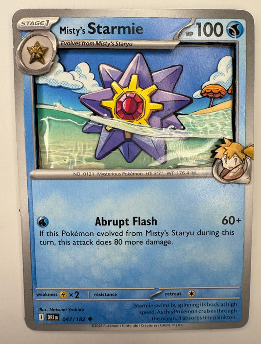 Handmade 3D Misty's Starmie Trading Card, Altered Trading Card for Nostalgic Gift, Gift for Pokémon Lovers