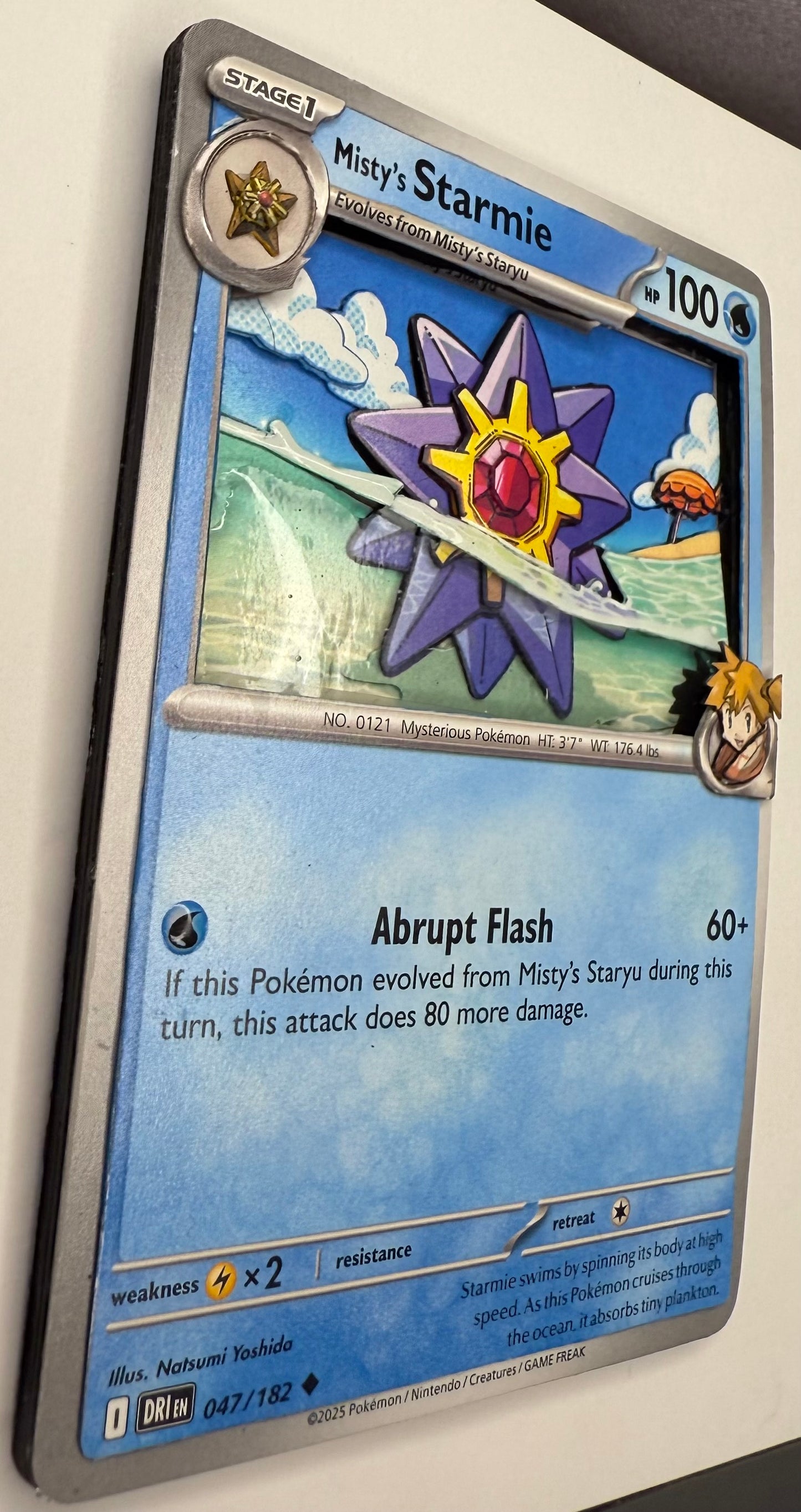 Handmade 3D Misty's Starmie Trading Card, Altered Trading Card for Nostalgic Gift, Gift for Pokémon Lovers