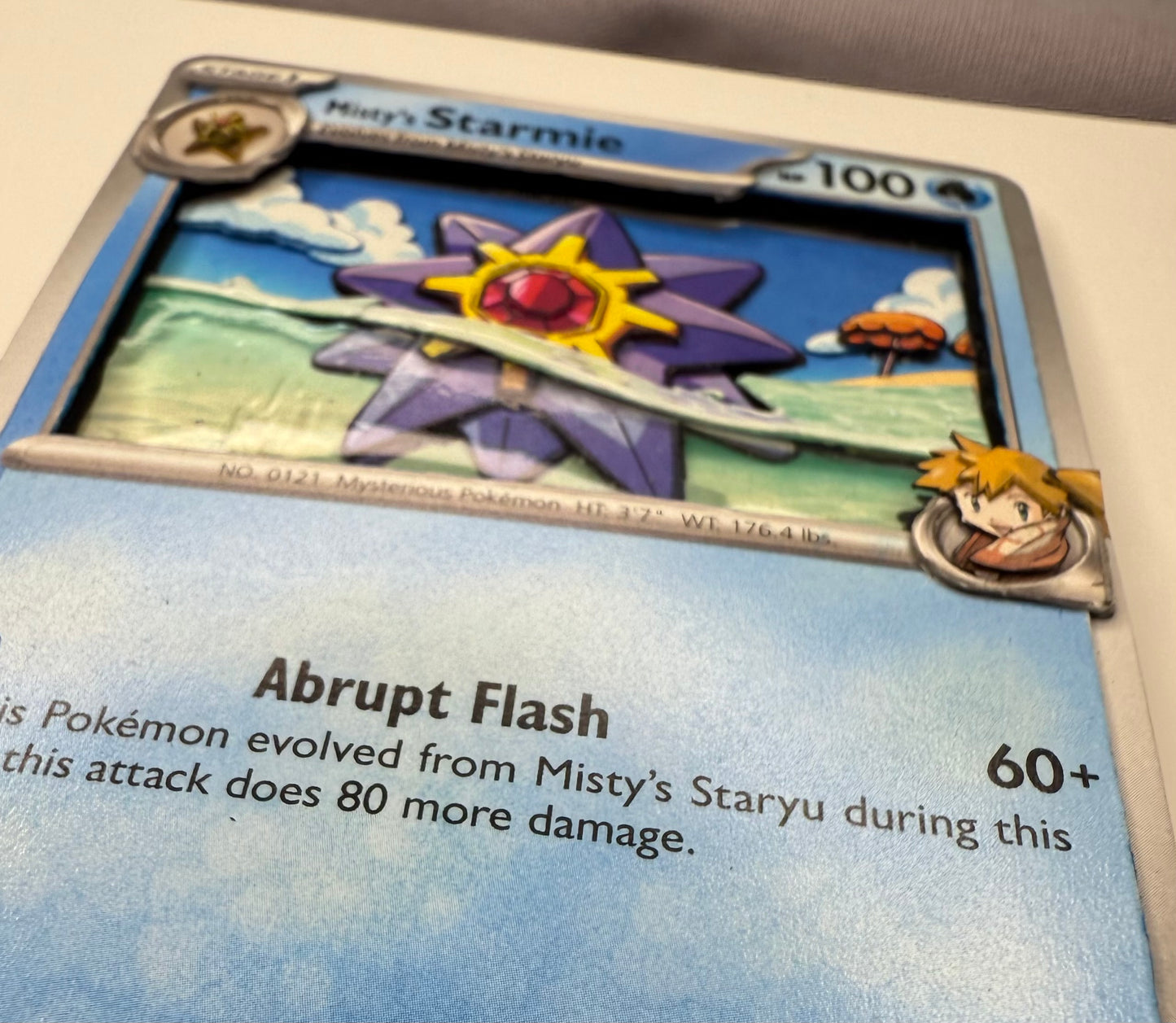 Handmade 3D Misty's Starmie Trading Card, Altered Trading Card for Nostalgic Gift, Gift for Pokémon Lovers