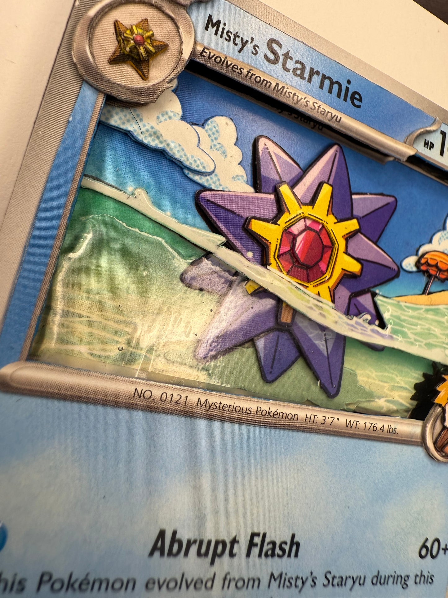 Handmade 3D Misty's Starmie Trading Card, Altered Trading Card for Nostalgic Gift, Gift for Pokémon Lovers