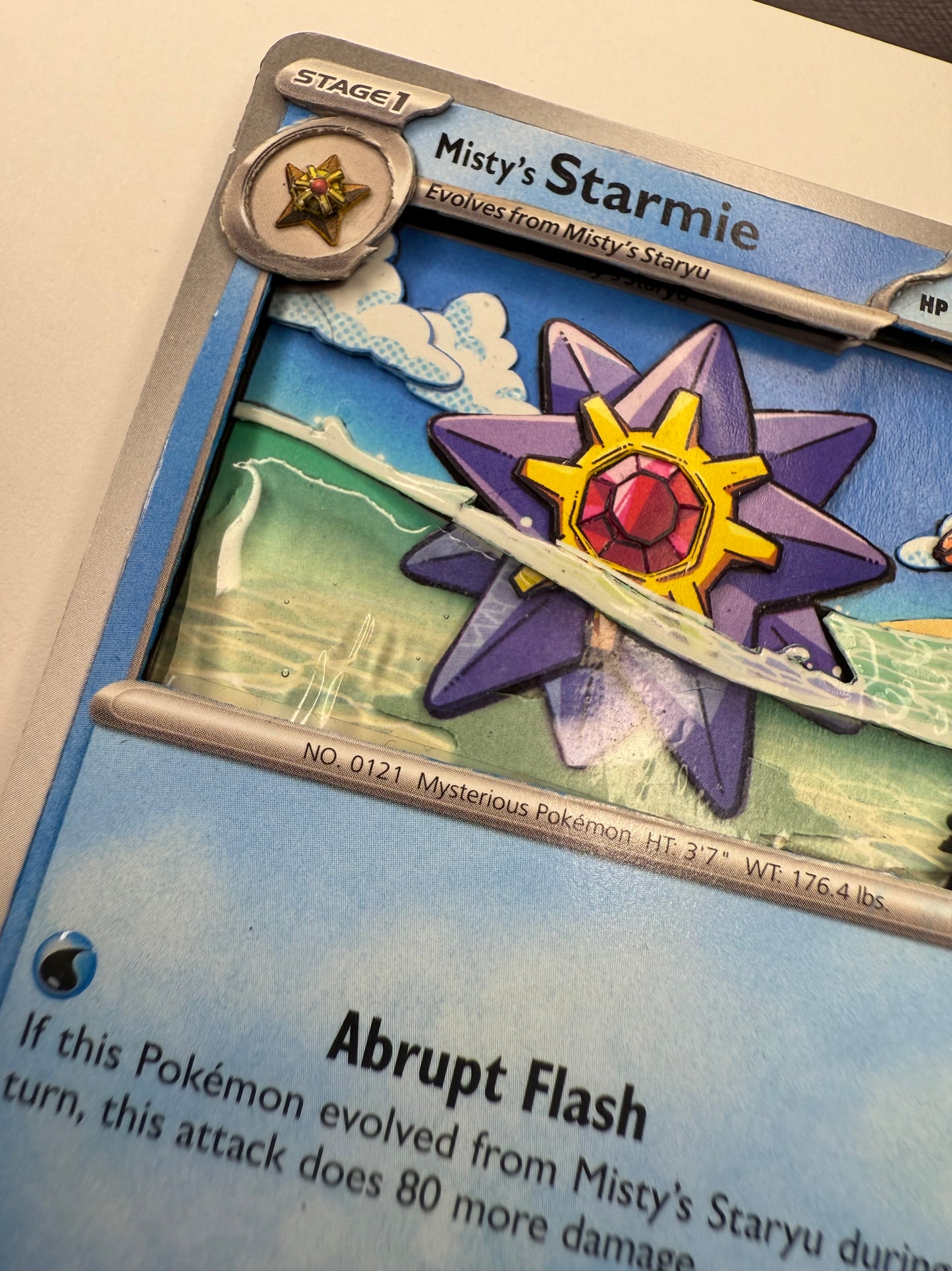 Handmade 3D Misty's Starmie Trading Card, Altered Trading Card for Nostalgic Gift, Gift for Pokémon Lovers