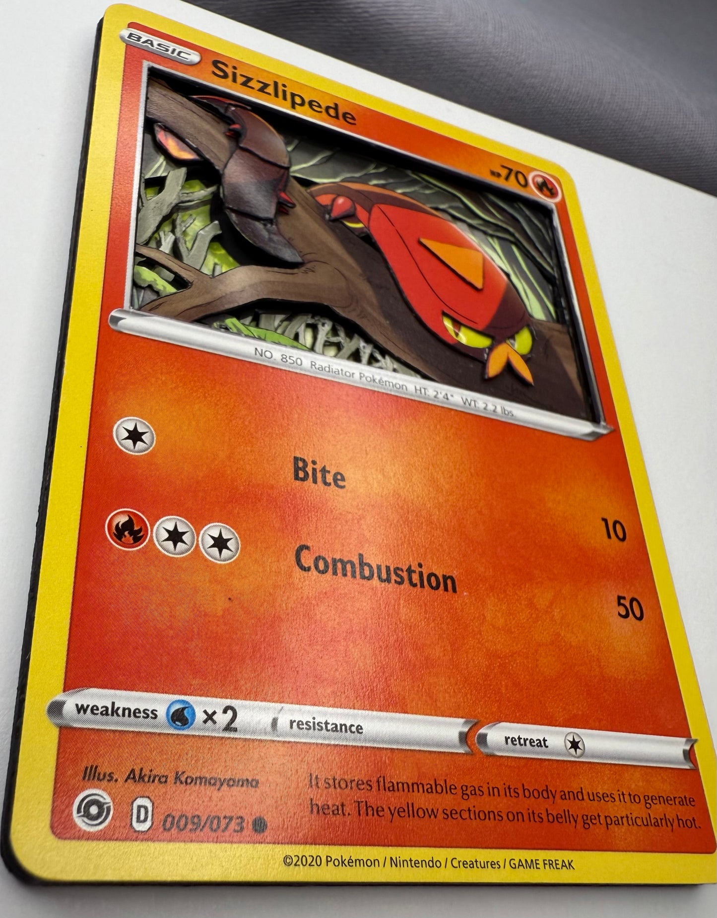 Handmade 3D Sizzlipede Trading Card, Altered Trading Card for Nostalgic Gift, Gift for Pokémon Lovers