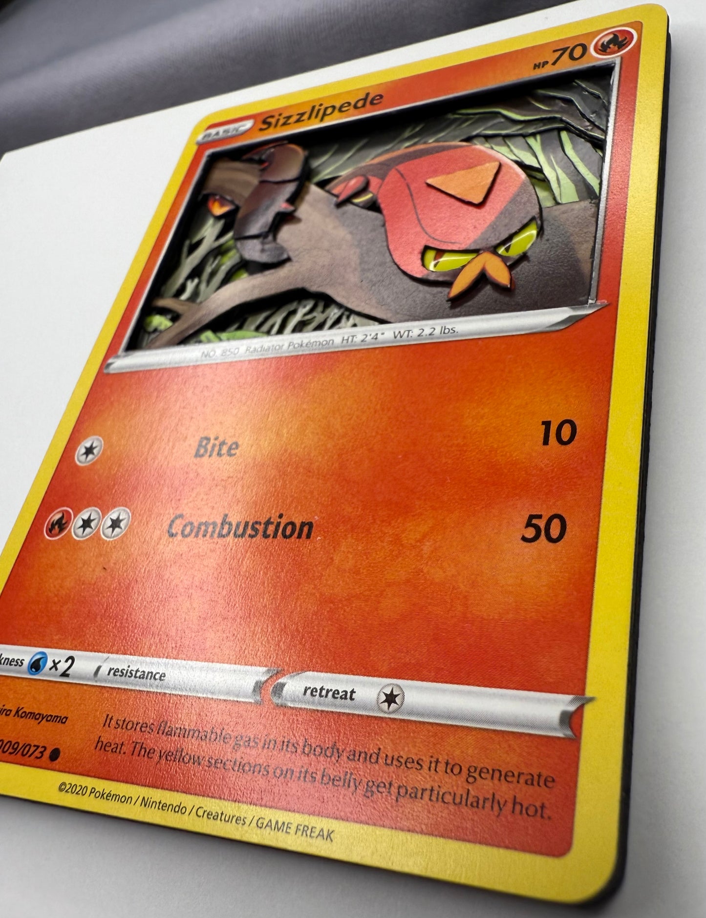 Handmade 3D Sizzlipede Trading Card, Altered Trading Card for Nostalgic Gift, Gift for Pokémon Lovers