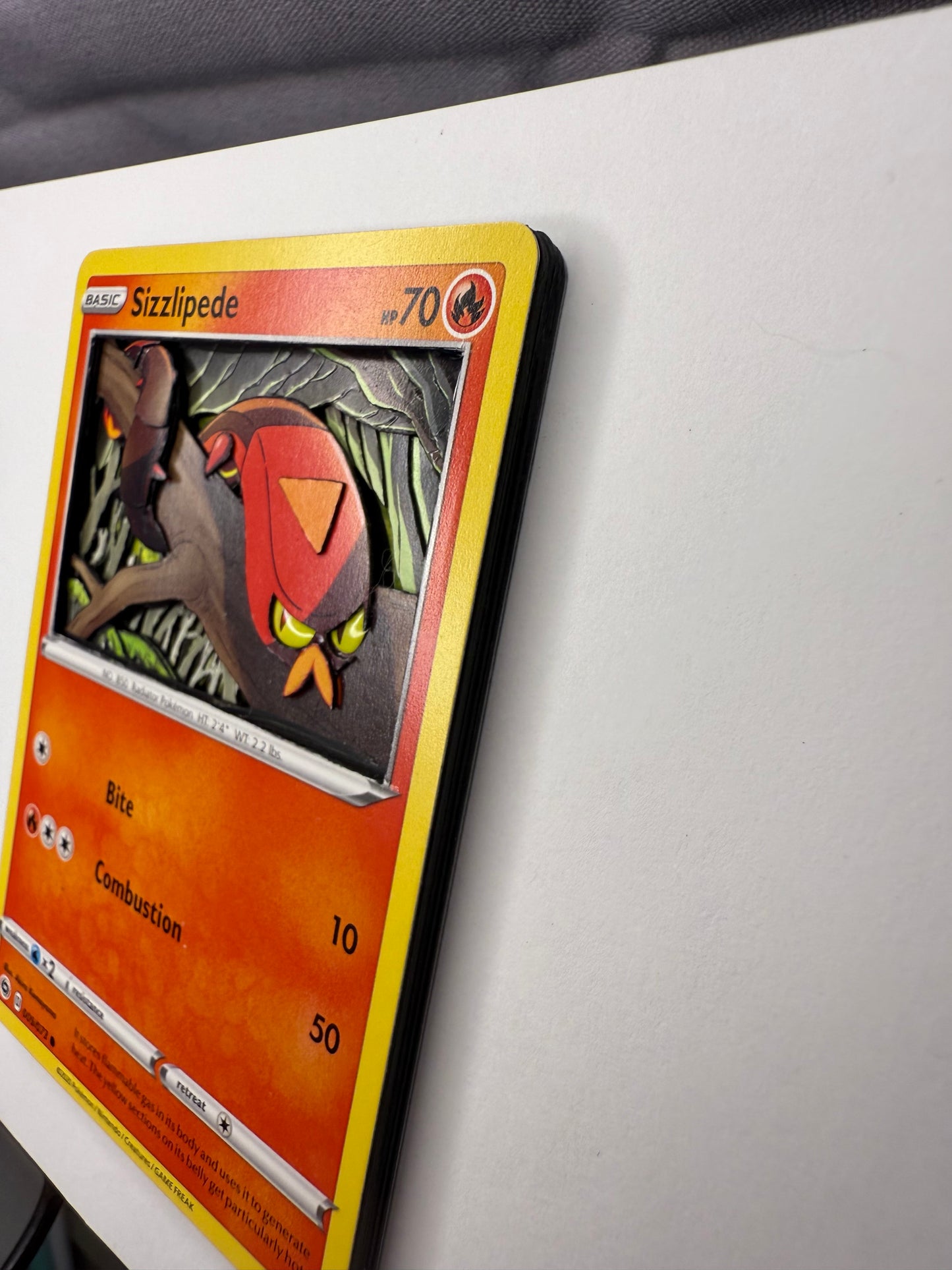 Handmade 3D Sizzlipede Trading Card, Altered Trading Card for Nostalgic Gift, Gift for Pokémon Lovers