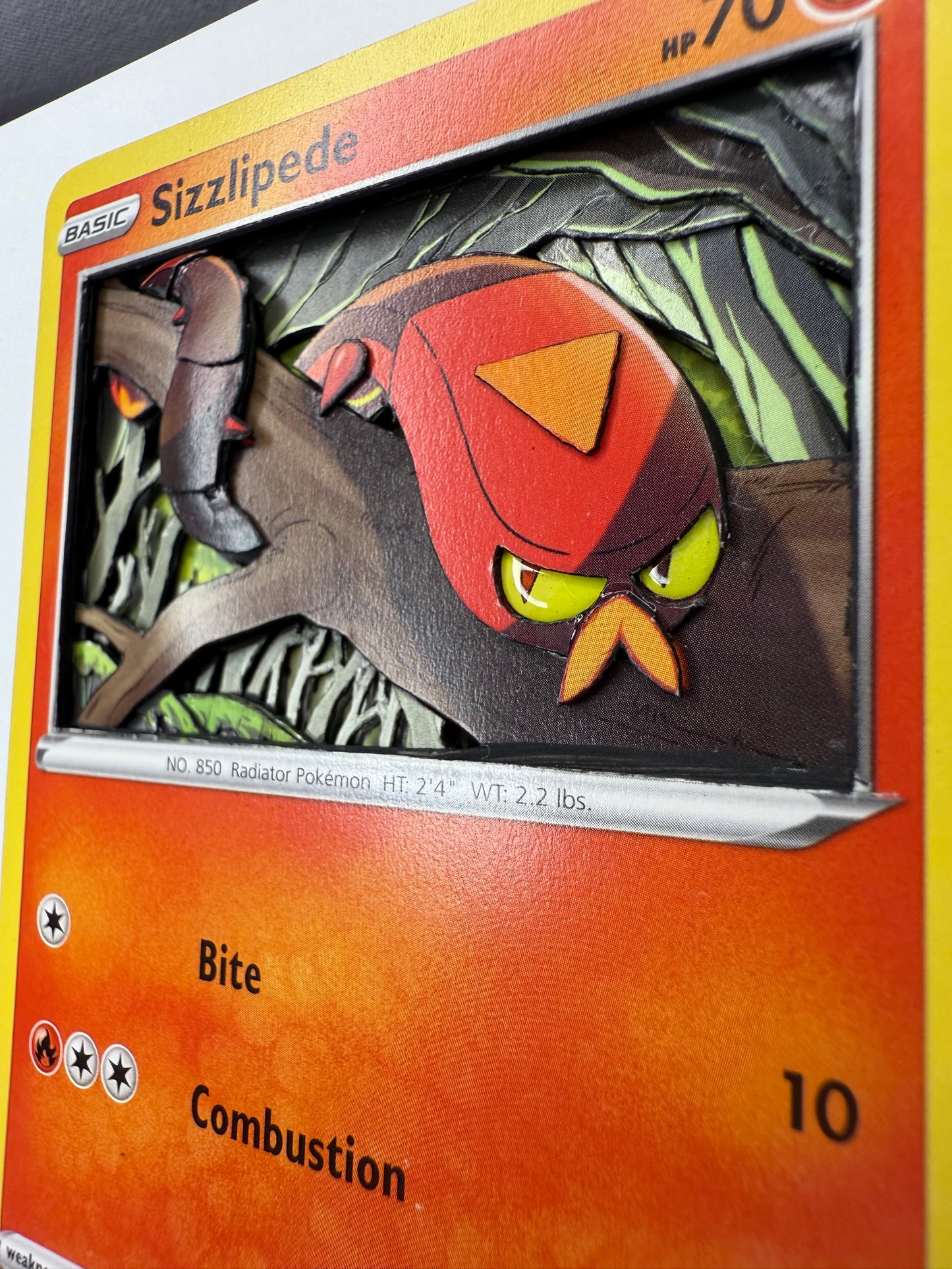 Handmade 3D Sizzlipede Trading Card, Altered Trading Card for Nostalgic Gift, Gift for Pokémon Lovers