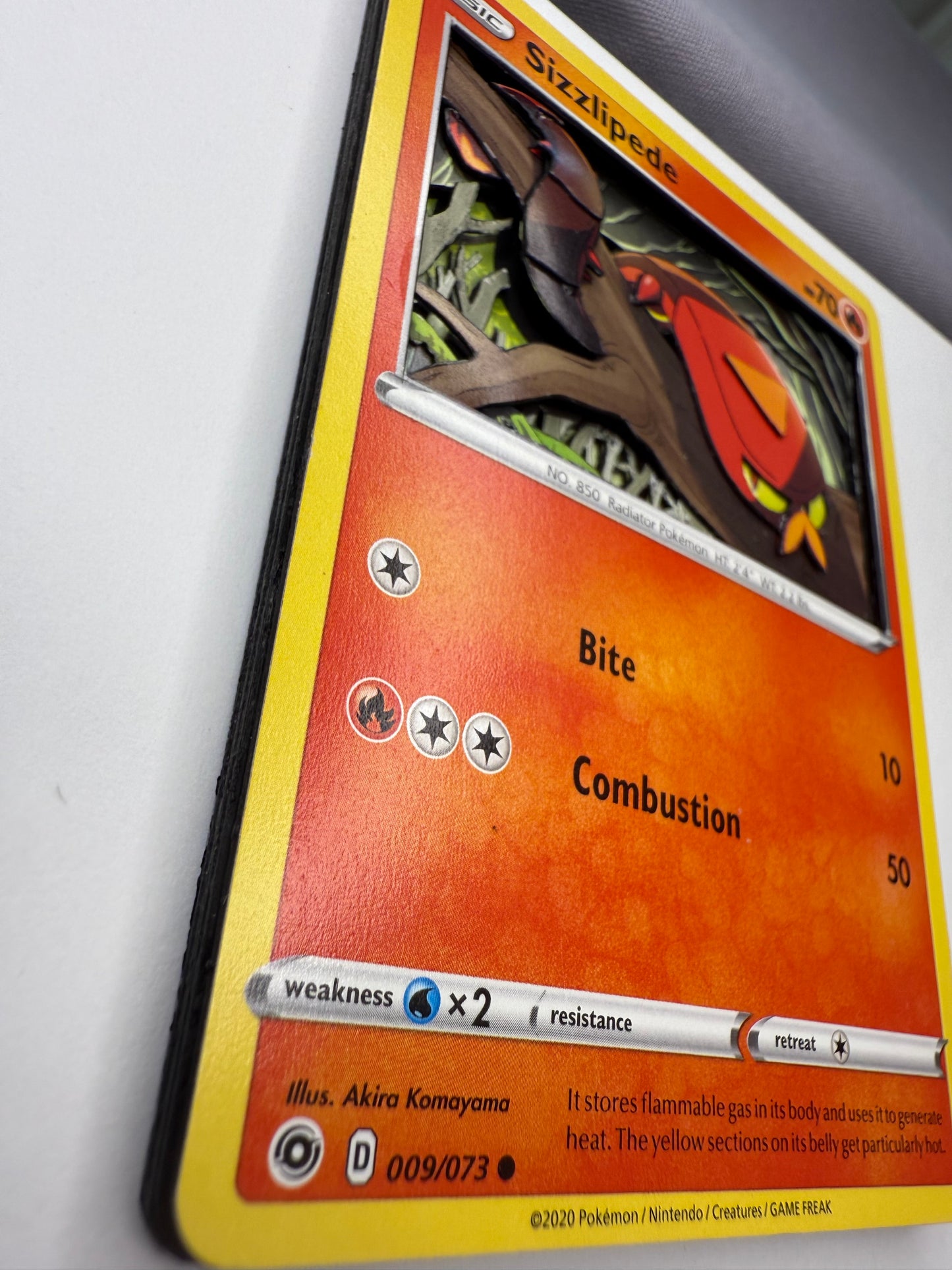 Handmade 3D Sizzlipede Trading Card, Altered Trading Card for Nostalgic Gift, Gift for Pokémon Lovers