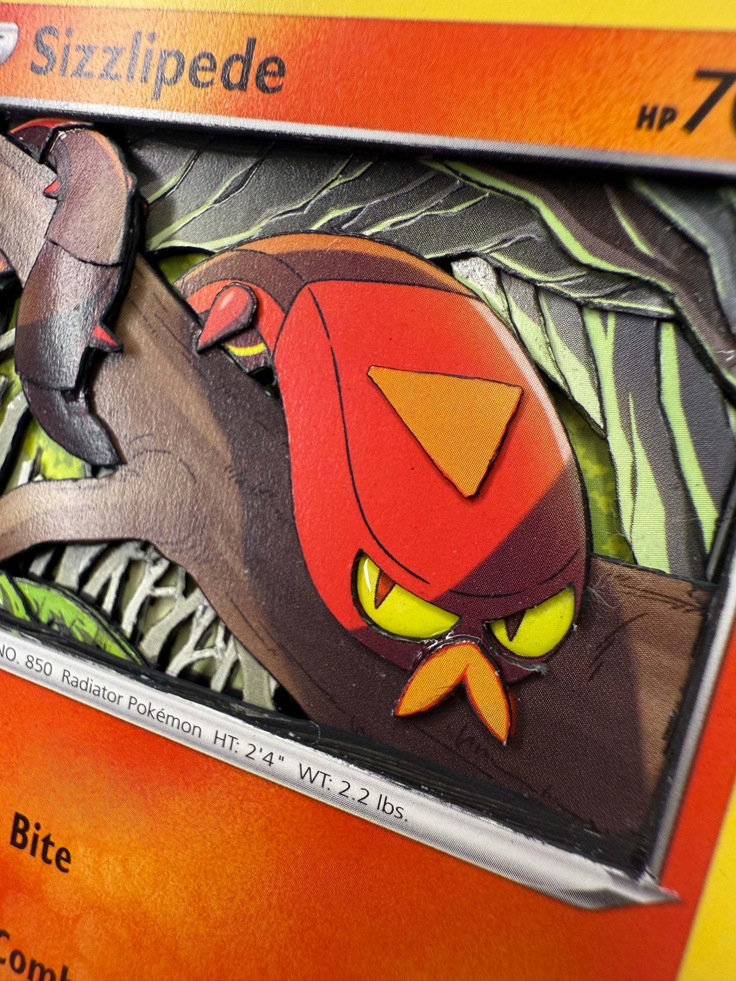 Handmade 3D Sizzlipede Trading Card, Altered Trading Card for Nostalgic Gift, Gift for Pokémon Lovers