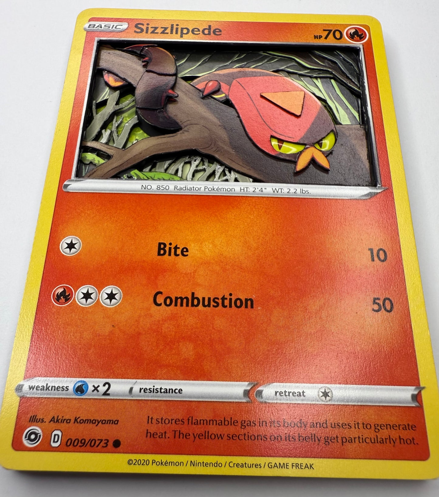 Handmade 3D Sizzlipede Trading Card, Altered Trading Card for Nostalgic Gift, Gift for Pokémon Lovers