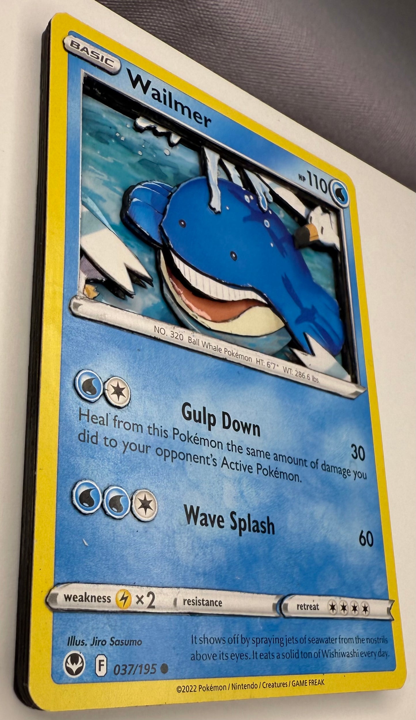 Handmade 3D Wailmer Trading Card, Altered Trading Card for Nostalgic Gift, Gift for Pokémon Lovers
