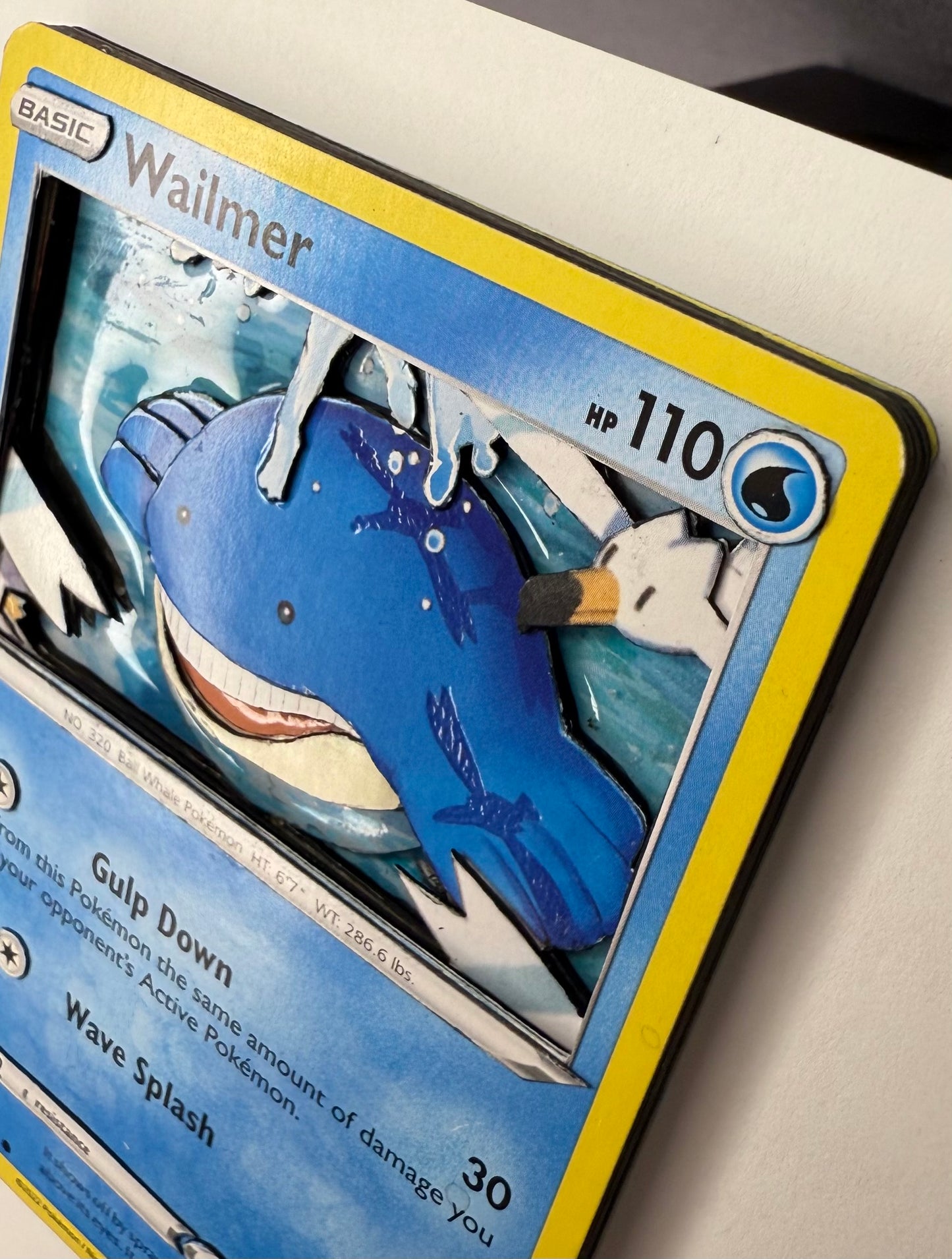 Handmade 3D Wailmer Trading Card, Altered Trading Card for Nostalgic Gift, Gift for Pokémon Lovers