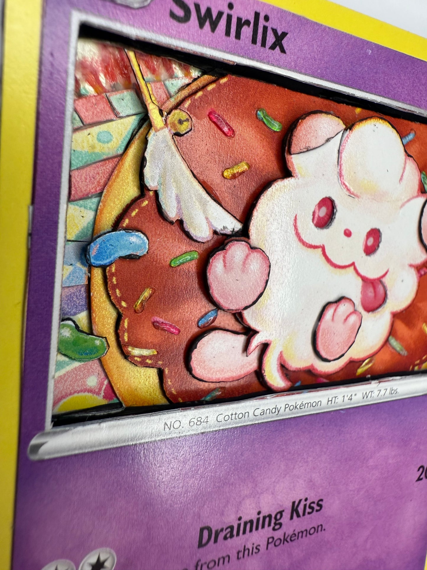 Handmade 3D Swirlix Trading Card, Altered Trading Card for Nostalgic Gift, Gift for Pokémon Lovers