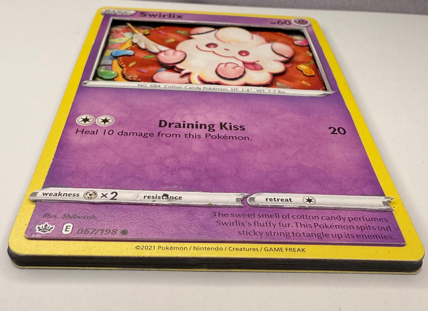Handmade 3D Swirlix Trading Card, Altered Trading Card for Nostalgic Gift, Gift for Pokémon Lovers